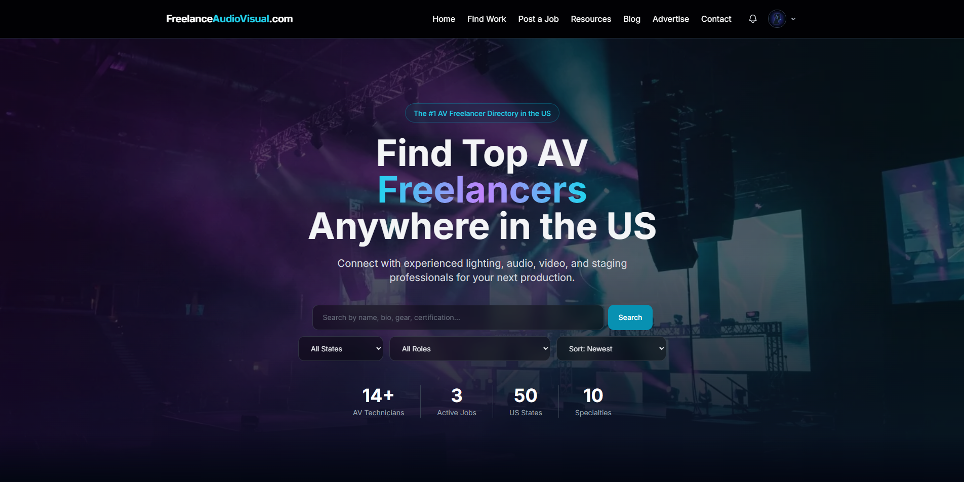 FreelanceAudioVisual.com website screenshot